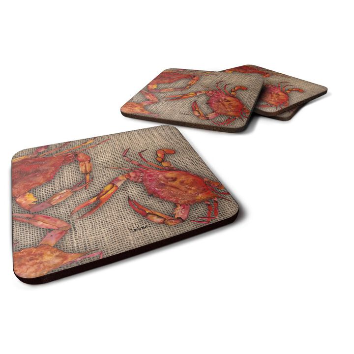 Caroline's Treasures 8742FC Crab Foam Coasters (Set of 4), 3.5 H x 3.5 W, Multicolor
