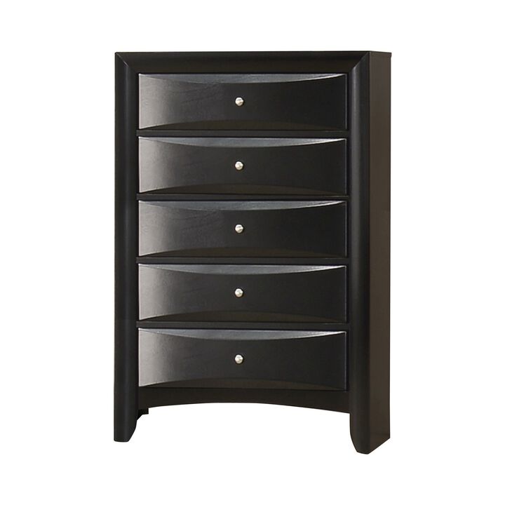 Ica 49 Inch Tall Dresser Chest, 5 Chambered Drawers, Felt Lined, Black - Benzara