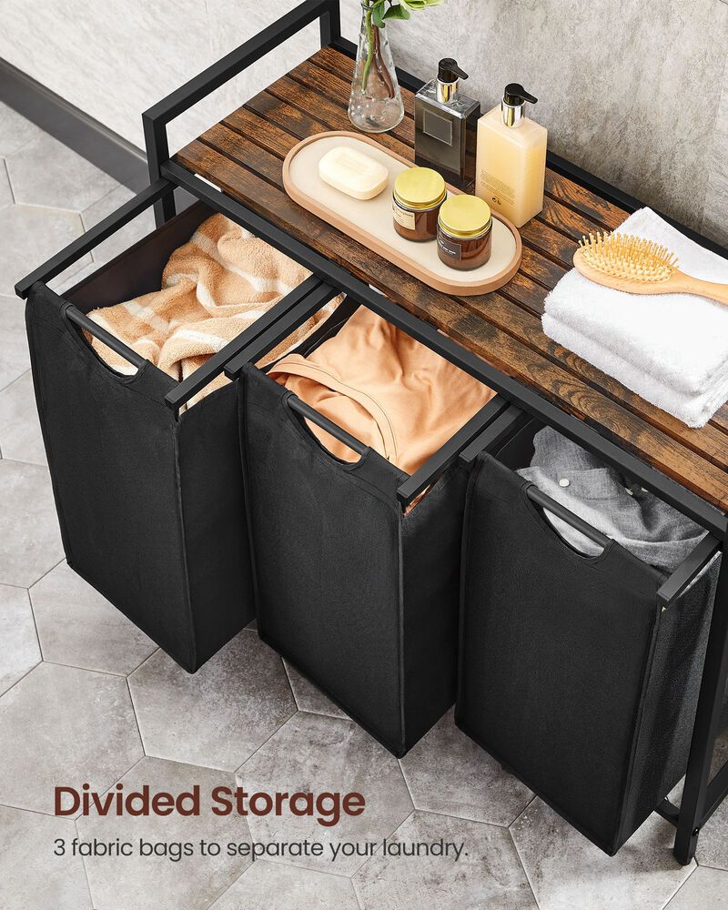 Laundry Hamper with 3 Pull-Out Removable Bags, 3 x 10 Gallons (38L)