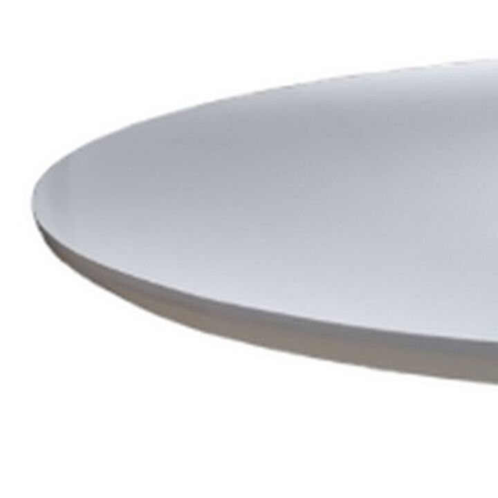 Nasa 36 Inch Modern Dining Table, Round Lacquer Surface, Pedestal Base - Benzara