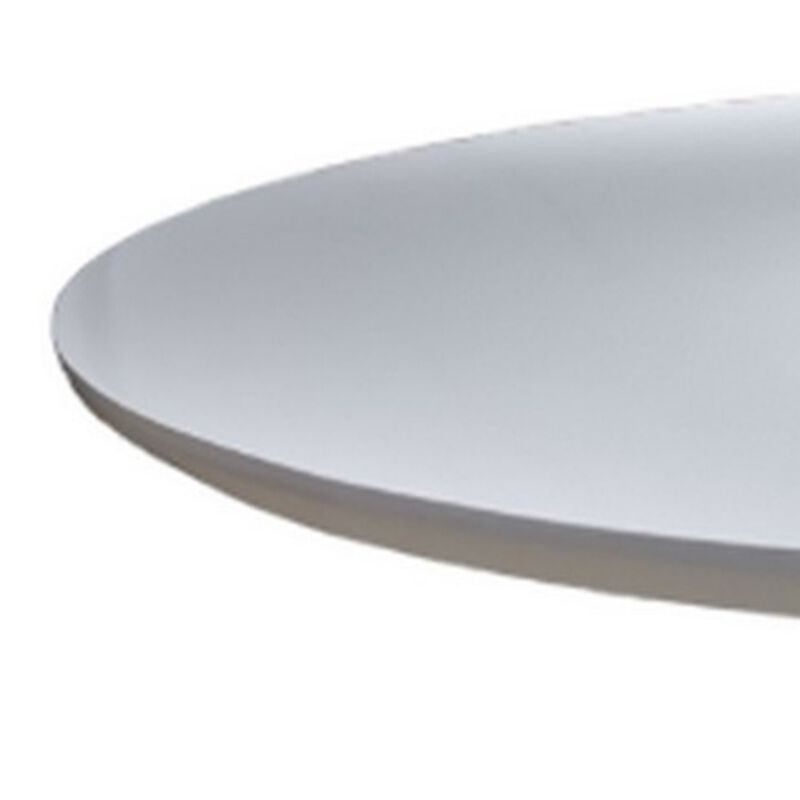Nasa 36 Inch Modern Dining Table, Round Lacquer Surface, Pedestal Base - Benzara