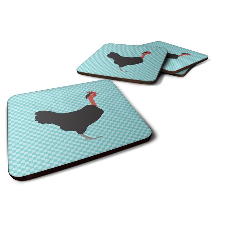 Caroline's Treasures Naked Neck Chicken Blue Check Decorative coasters, 3.5, Multicolor