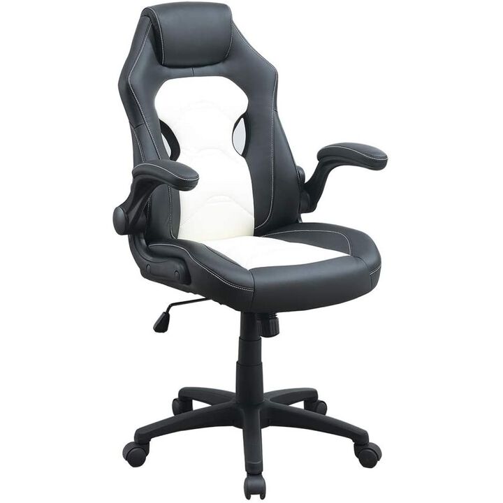 Office Chair Upholstered 1 Piece Comfort Chair Relax Gaming Office Chair Work Black And White Color