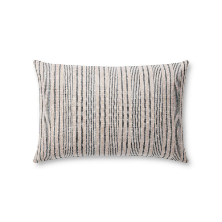 Elaine PMH0031 Beige/Navy 13''x21'' Polyester Pillow by Magnolia Home by Joanna Gaines x Loloi