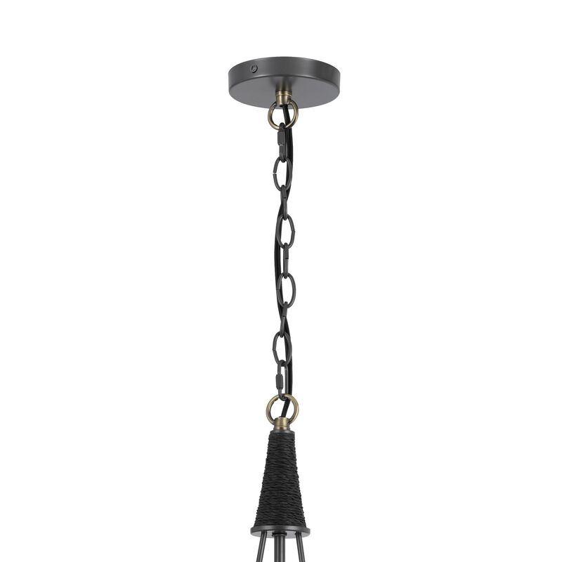 Cora 8 Inch Pendant Light w Gray Gold Chain, Fluted Raindrop Glass - Benzara