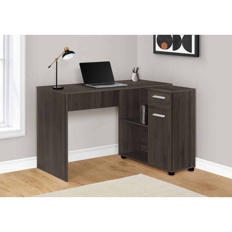 Monarch Specialties I 7349 Computer Desk, Home Office, Corner, Storage Drawers, 46"L, L Shape, Work, Laptop, Laminate, Brown, Contemporary, Modern