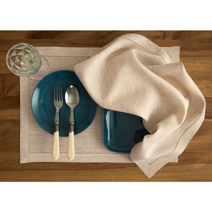 Solino Home 100% Pure Linen Placemats 14 x 19 Inch Set of 4 | Milan