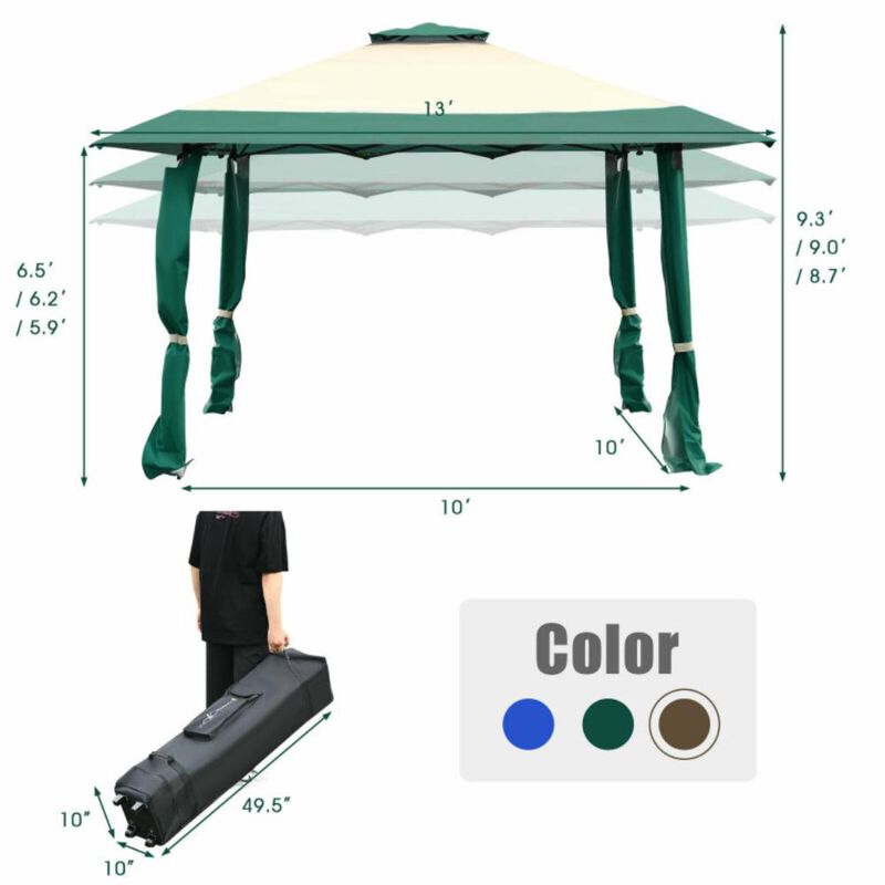 Hivvago 13 Feet x 13 Feet Pop Up Canopy Tent Instant Outdoor Folding Canopy Shelter