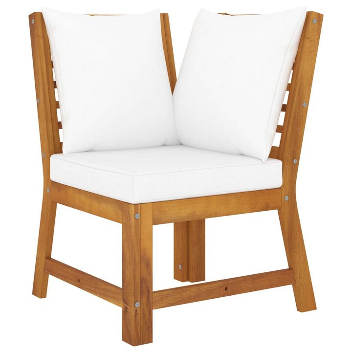 Roma 3pc Modular Outdoor Sofa and Table Set, Solid Acacia Wood, White - Benzara