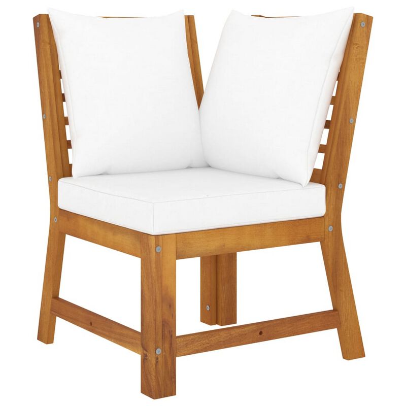 Roma 3pc Modular Outdoor Sofa and Table Set, Solid Acacia Wood, White - Benzara