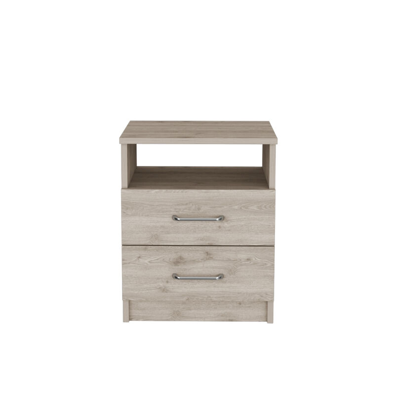 Streamdale Nightstand Olienza, Two Drawers, One Shelf, Light Gray Finish