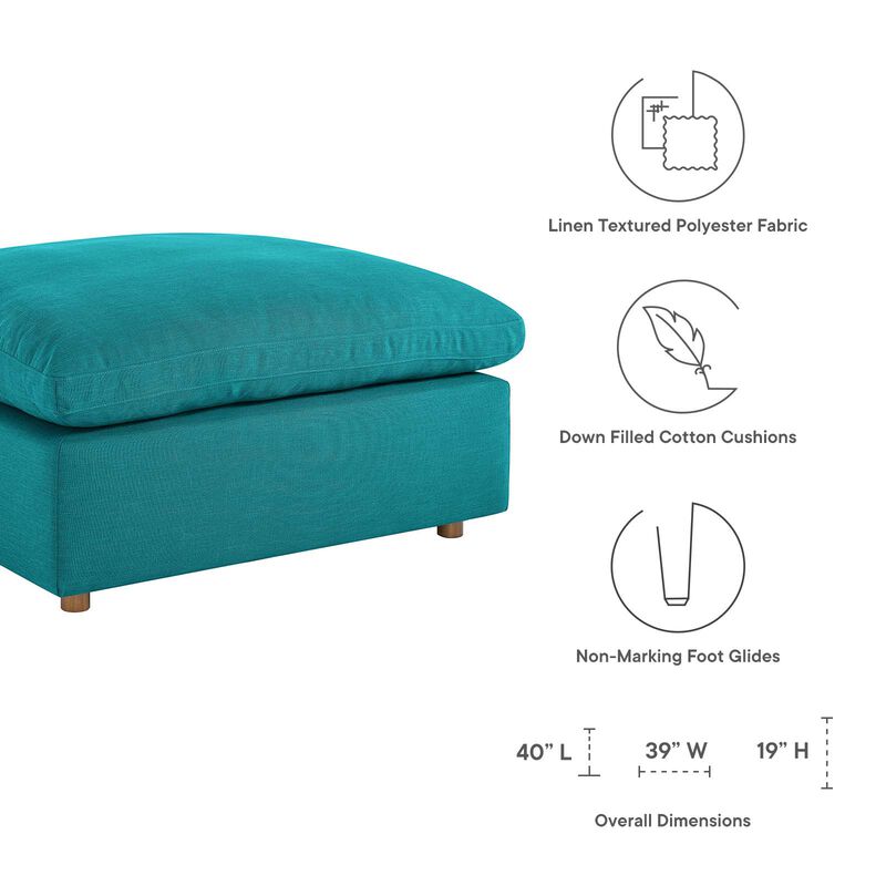 Commix Down Filled Overstuffed Ottoman Blue