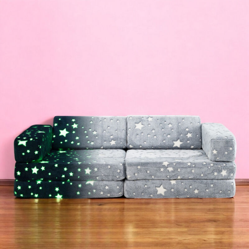 10 Pieces Modular Kids Play Couch Sectional Sofa Glow in the Dark