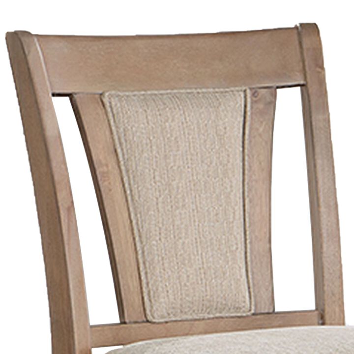 Mana 26 Inch Counter Height Chair, Set of 2, Beige Fabric, Brown Frame-Benzara