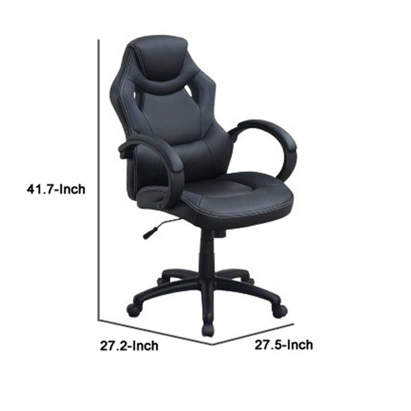 Office Chair with Curved Cut Out Padded Back, Black-Benzara