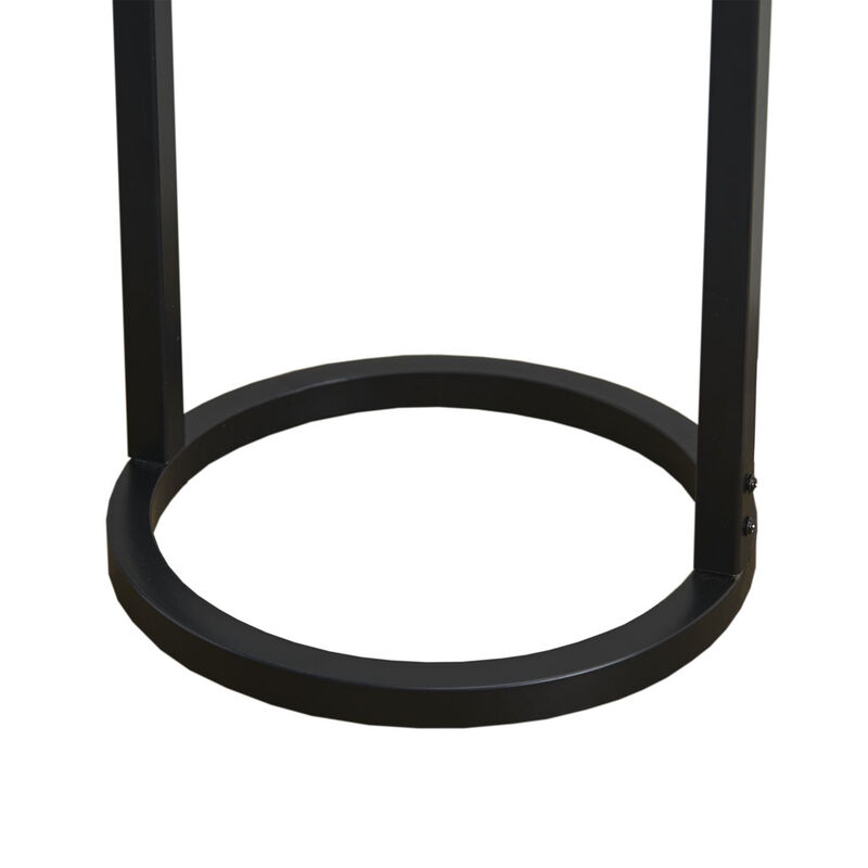 Gracie Mills Estrella Industrial Elegance Metal Table Lamp with Glass Drum Shade