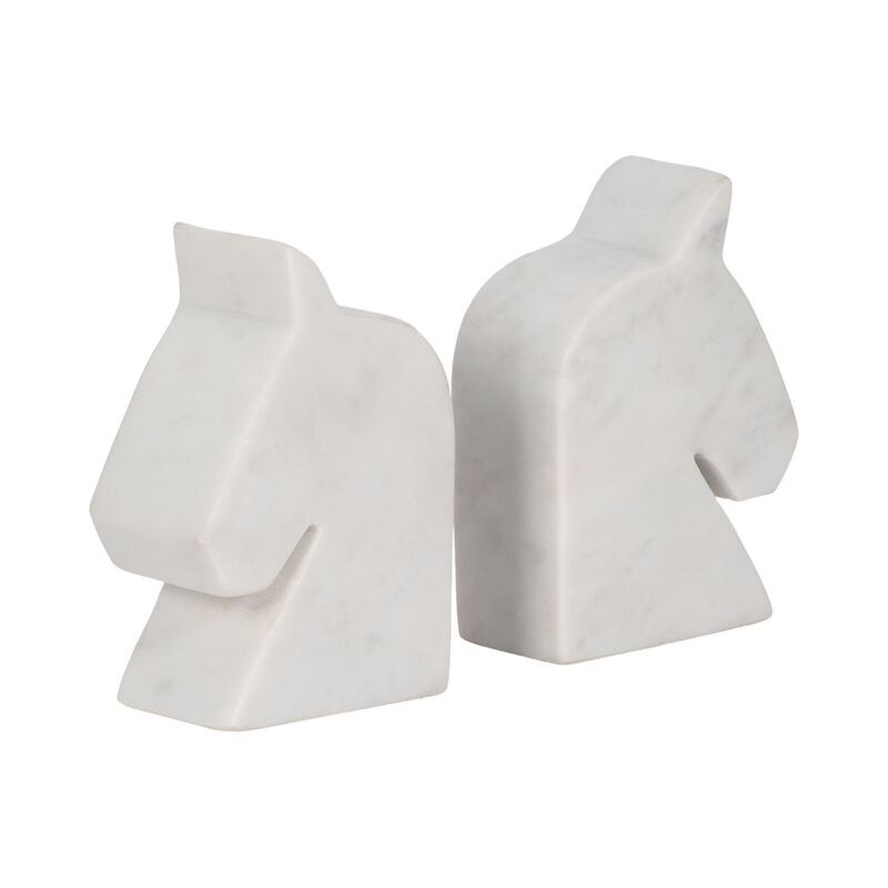 Marble Horse Head Bookends Set