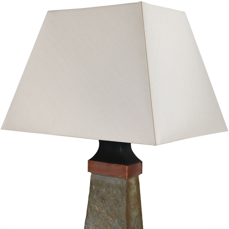 Sunnydaze 30 in Copper Trimmed Slate Indoor and Outdoor Table Lamp