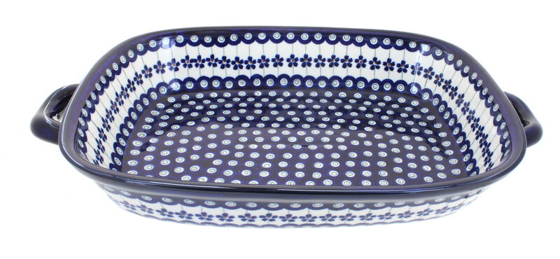 Blue Rose Polish Pottery Zara Large Baker with Handles