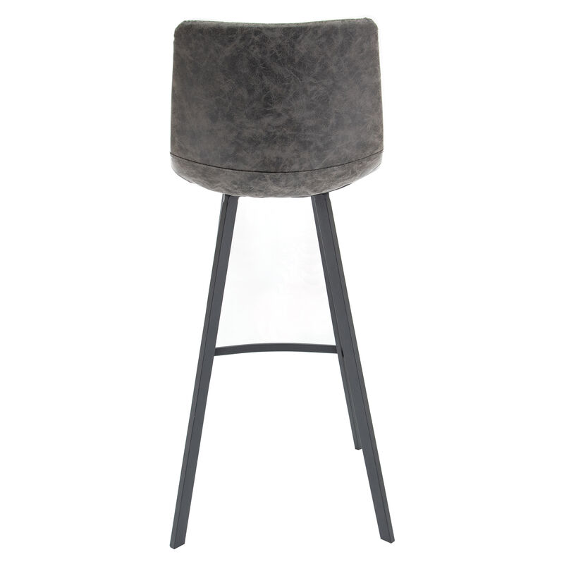 LeisureMod Elland Modern Upholstered Leather Bar Stool with Iron Legs & Footrest – Stylish and Durable Seating for Kitchen or Bar