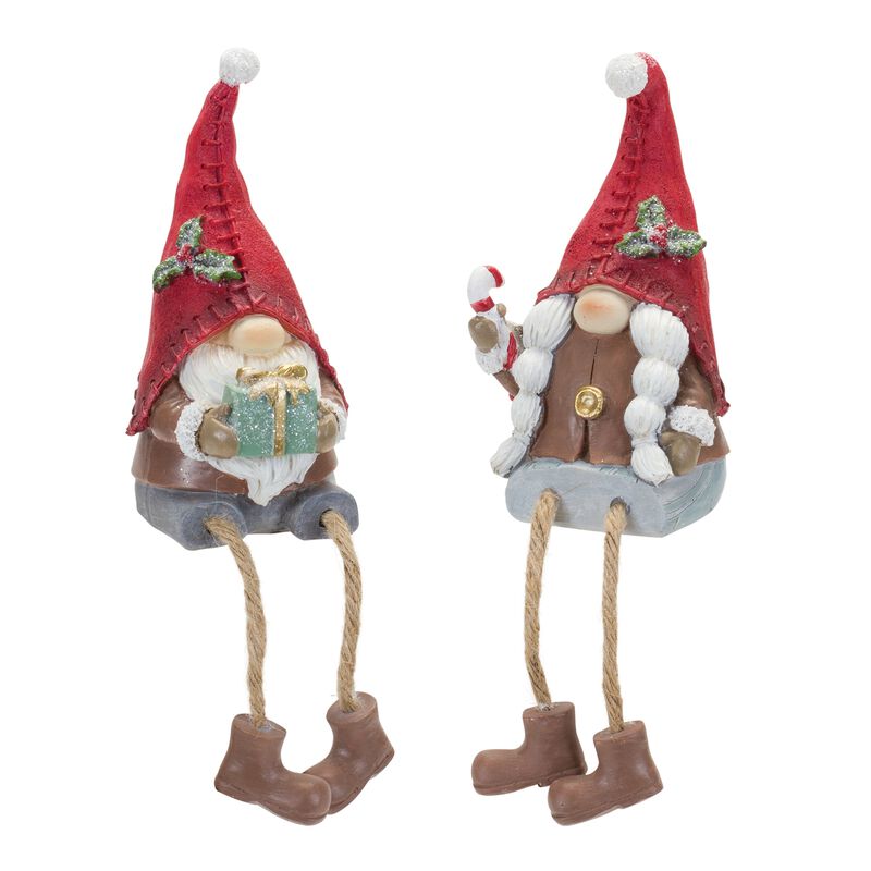 Gnome Garden Statue with Wheelbarrow & Snowman for Outdoor Decor (Set of 6)