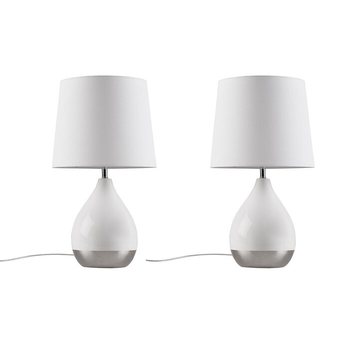 Gracie Mills Gibson Dual-Tone Elegance Ceramic Table Lamp Set of 2
