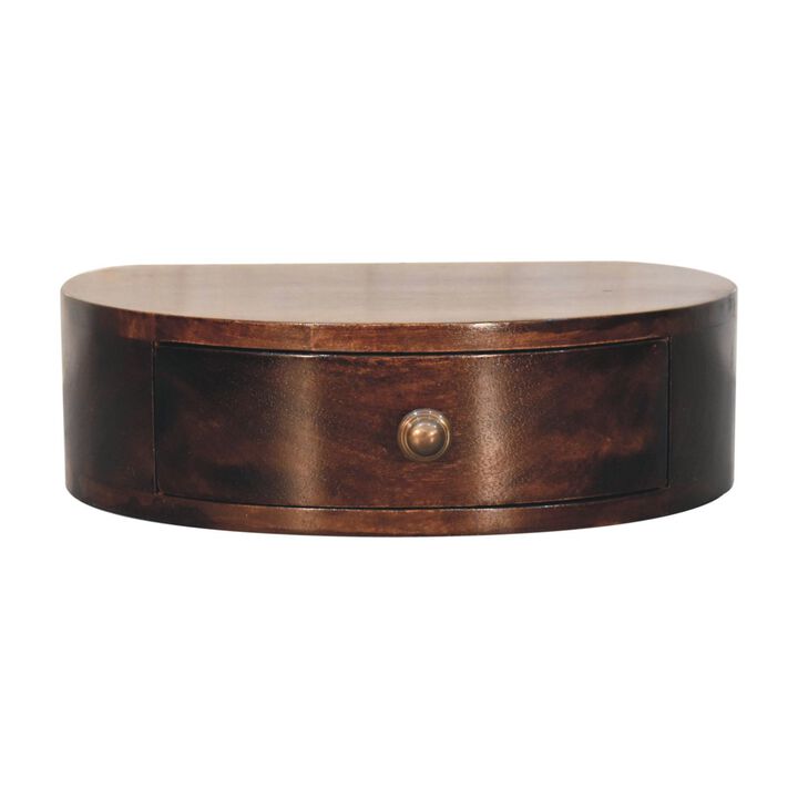 Artisan Furniture Solid Wood California Walnut Wall Mounted Rounded Bedside