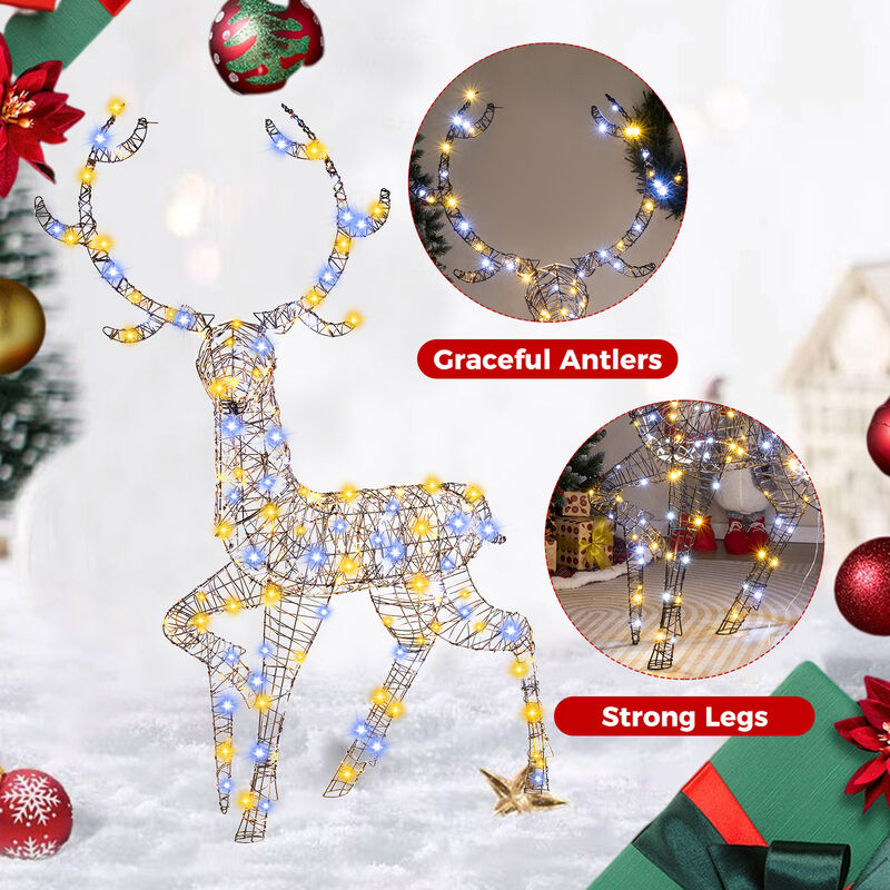 Pre-Lit Christmas Reindeer with 170 Cold and Warm LED Lights