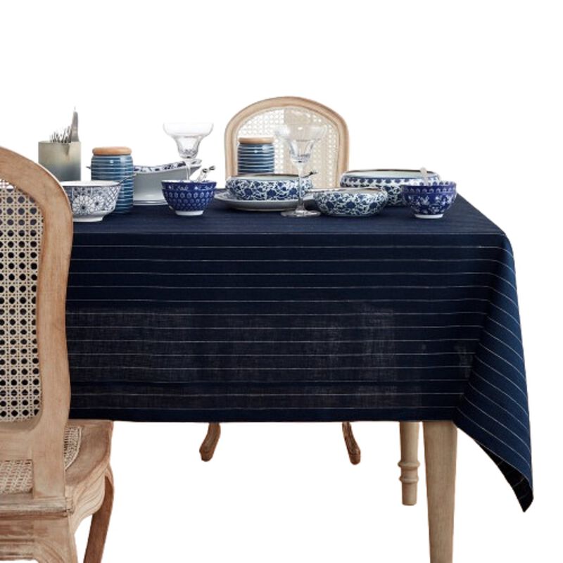 Solino Home 100% Pure Linen Tablecloth | Pinstripe