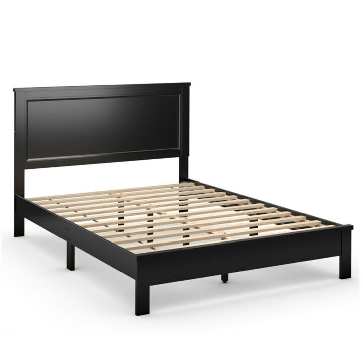 Hivvago Queen Size Bed Frame Platform Slat High Headboard Bedroom with Rubber Wood Leg