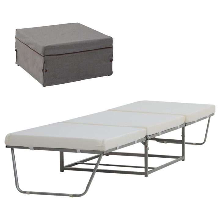 Grey Convertible Seating: Sofa Bed with Storage Box & Padded Sponge
