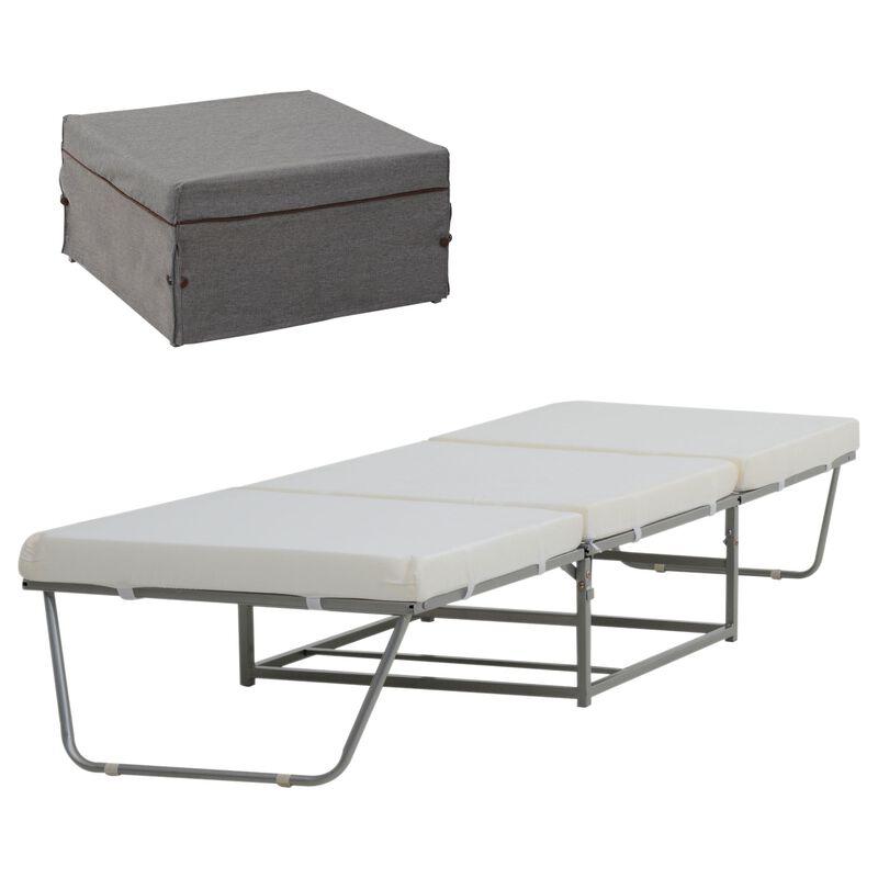 Grey Convertible Seating: Sofa Bed with Storage Box & Padded Sponge