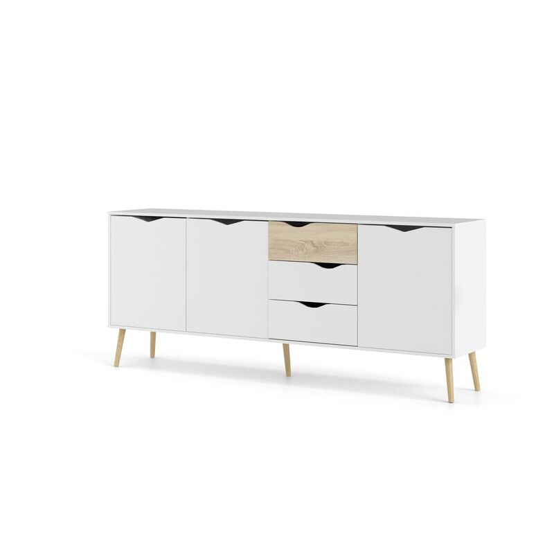 Tvilum Diana Sideboard with 3 Doors and 3 Drawers, White/Oak Structure
