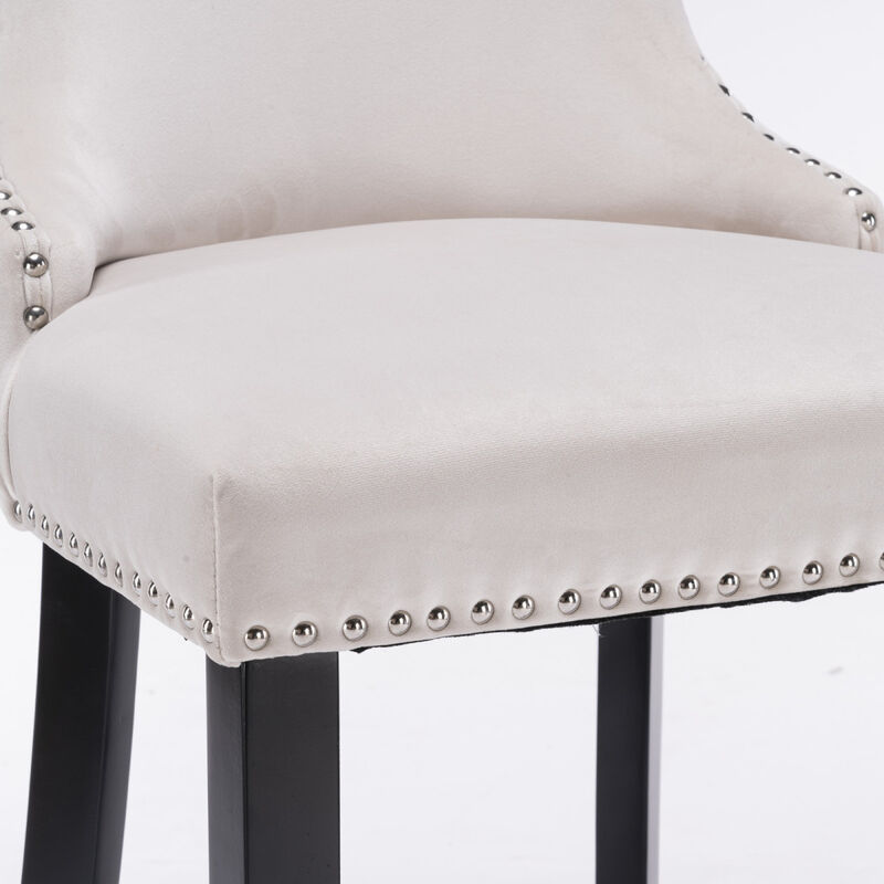Velvet Wingback Bar Stools with Button Tufted Decoration, Set of 2