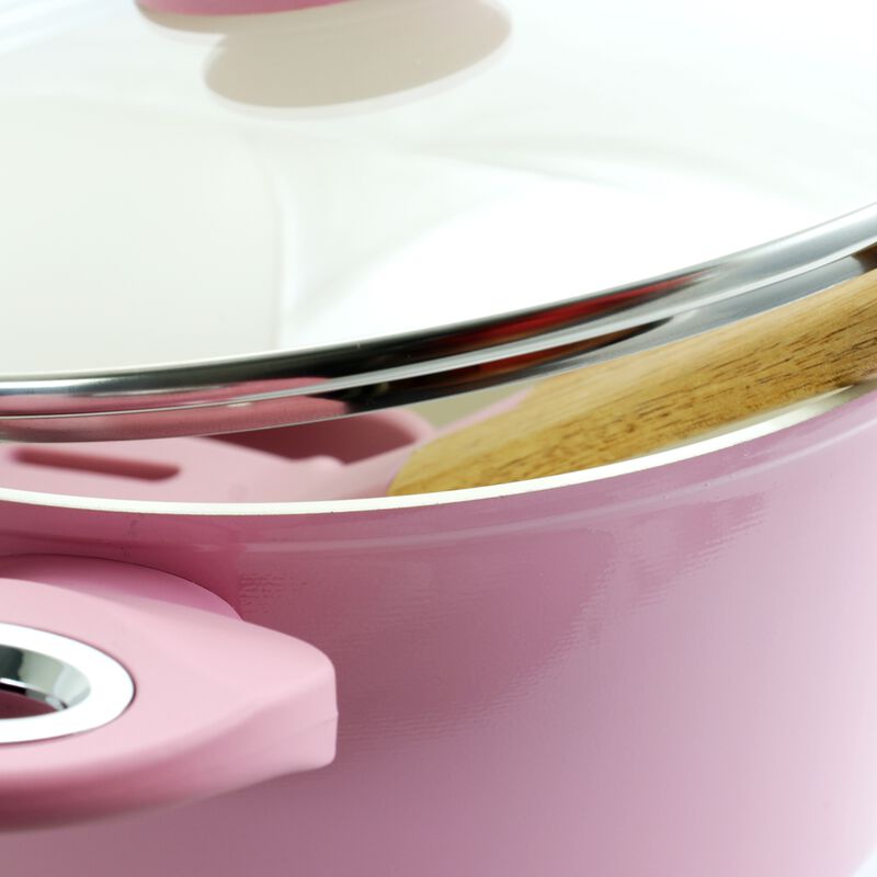 Gibson Home Plaza Cafe 7 Piece Aluminum Nonstick Cookware Set in Lavender