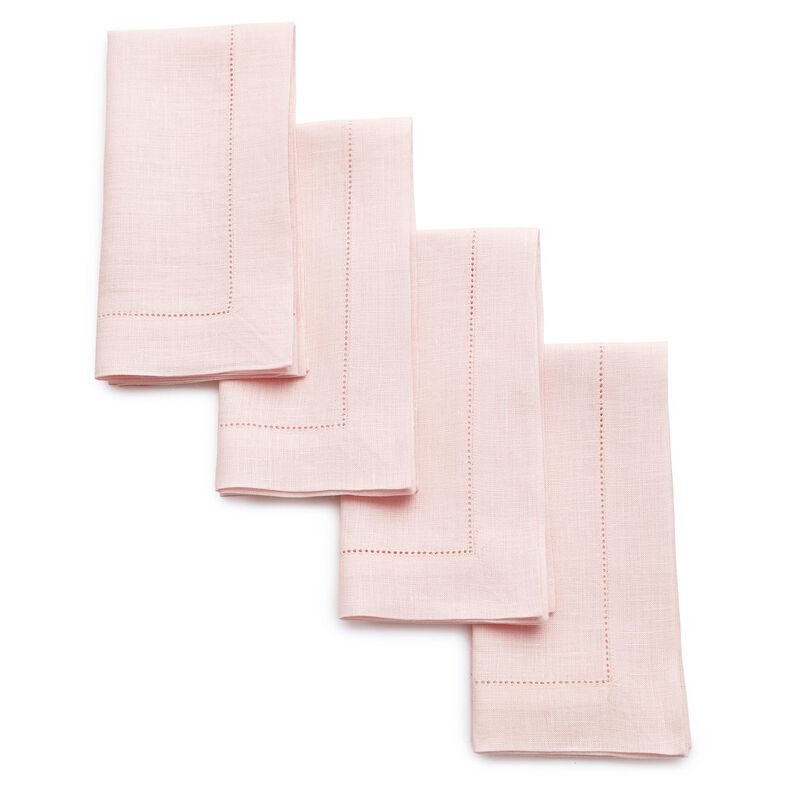 Solino Home 100% Pure Linen Dinner Napkins 20 x 20 Inch Set of 4 | Classic Hemstitch