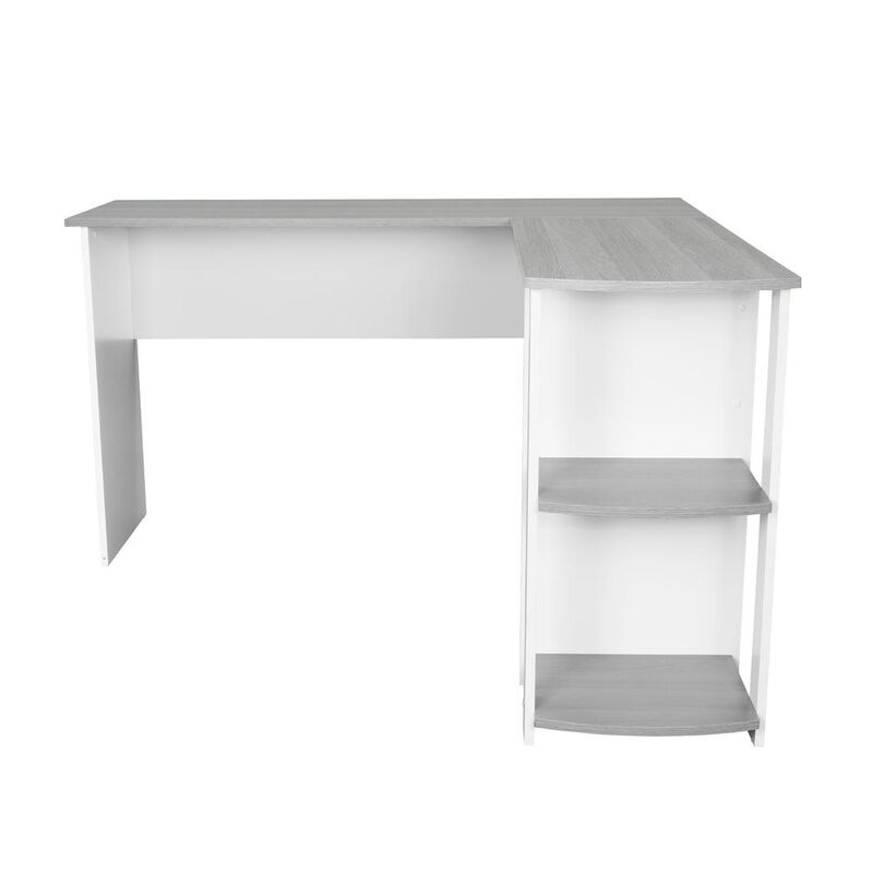 RTA Products Techni Mobili Modern L-Shaped Desk with Side Shelves, Grey