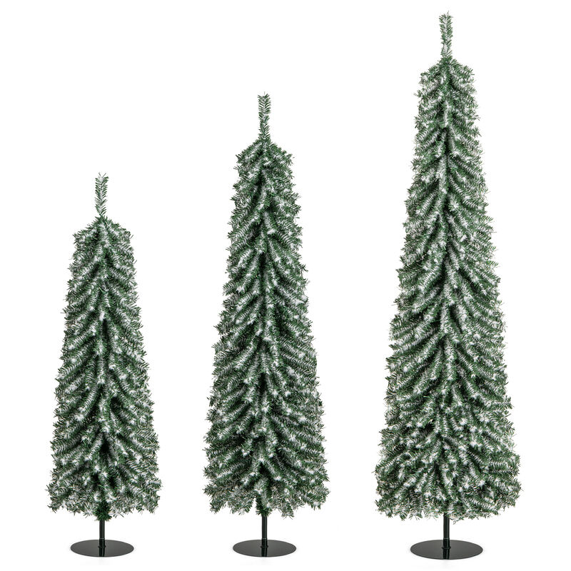 Set of 3 Artificial Christmas Trees for Festive Home Decor