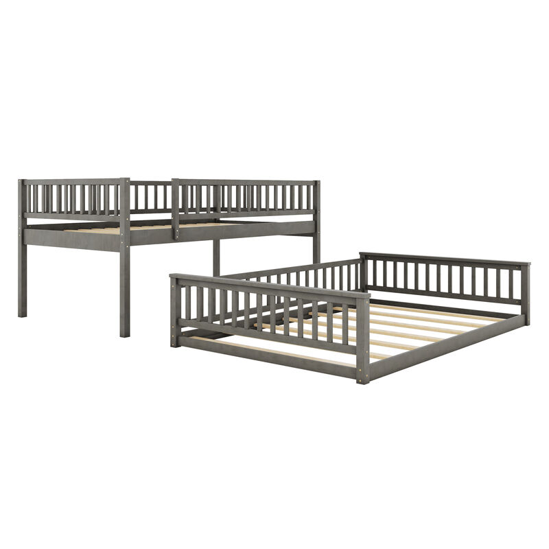 Merax Full XL over Queen Bunk Bed with Ladder and Guardrails