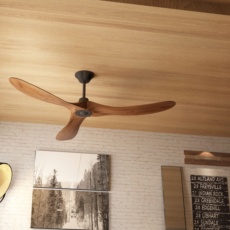 60 in. 6-Speed Brown 3-Blade Propeller Ceiling Fan Indoor/Outdoor Use with Remote Control, Adjustable, for Living Room