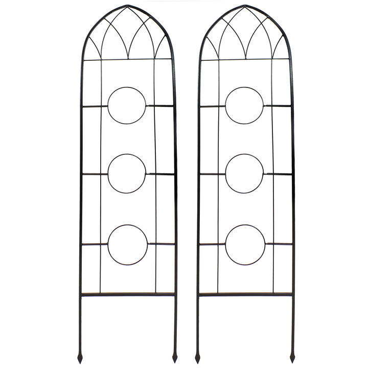 Sunnydaze 2-Piece Arched Wall Trellis with Flowerpot Supports
