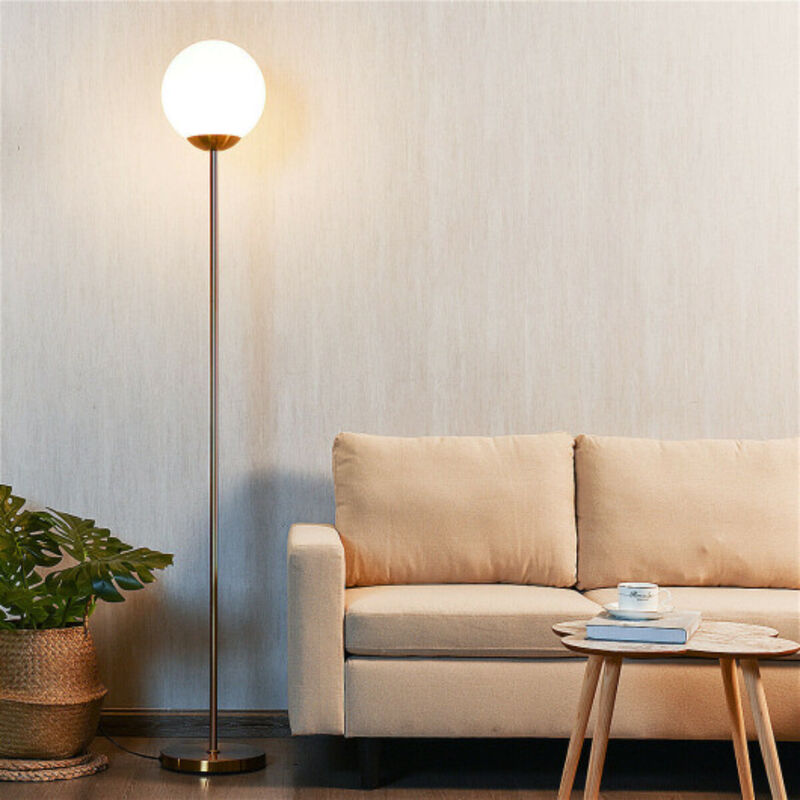 67 Inch Frosted Glass Globe Floor Lamp 9W LED Bulb