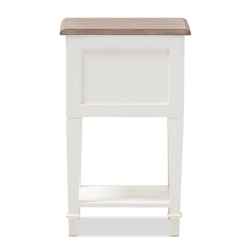Baxton Studio Weathered Oak And White Wash Distressed Finish Wood Nightstand