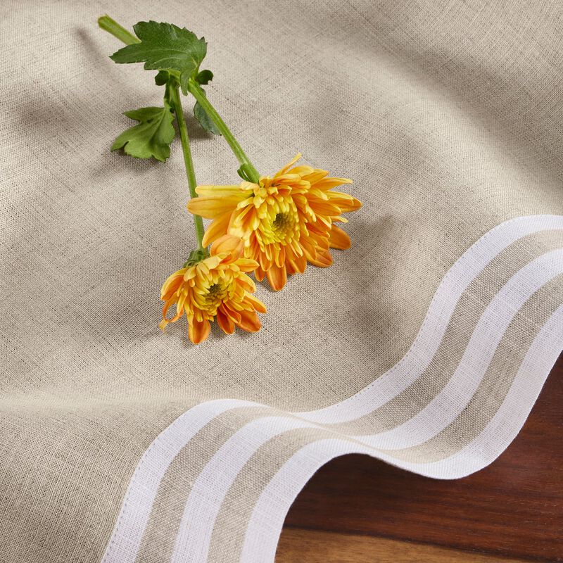 Solino Home 100% Pure Linen Table Throw 52 x 52 Inch | Mila for Thanksgiving, Christmas