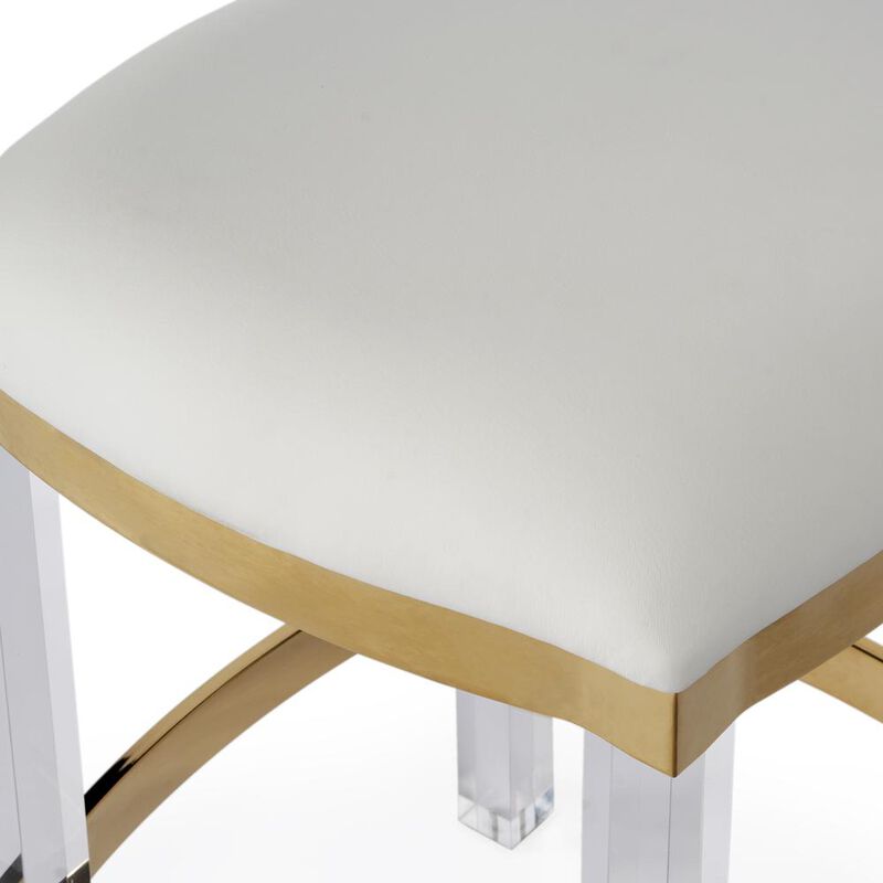 Butler Specialty Company Jordan Acrylic & Polished Brass 24 Counter Stool, White