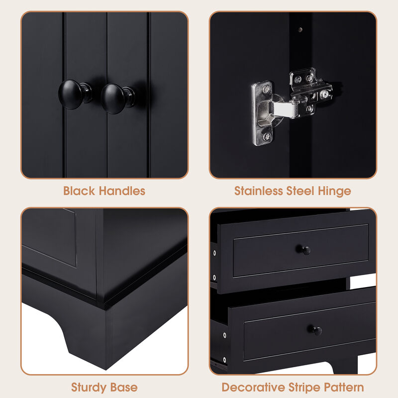 Merax Modern Bathroom Storage Cabinet with 2 Doors and 4 Drawers