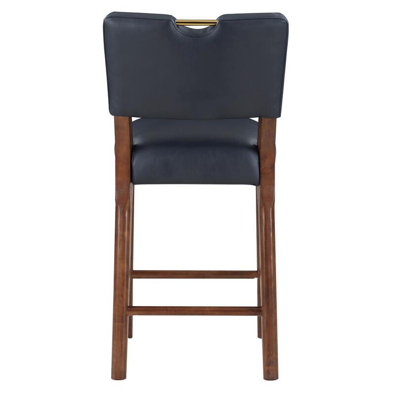 Comfort Pointe Bonito Midnight Blue Faux Leather Wood Counter Height Stool