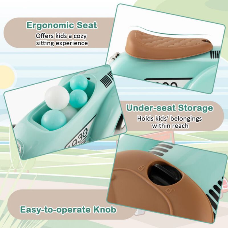 Kids Sit to Stand Vehicle with Working Steering Wheel and Under Seat Storage-Green