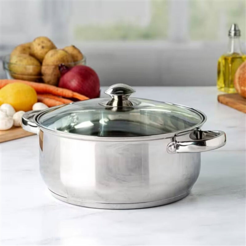 Durable 5-Quart Stainless Steel Dutch Oven with Clear Glass Lid
