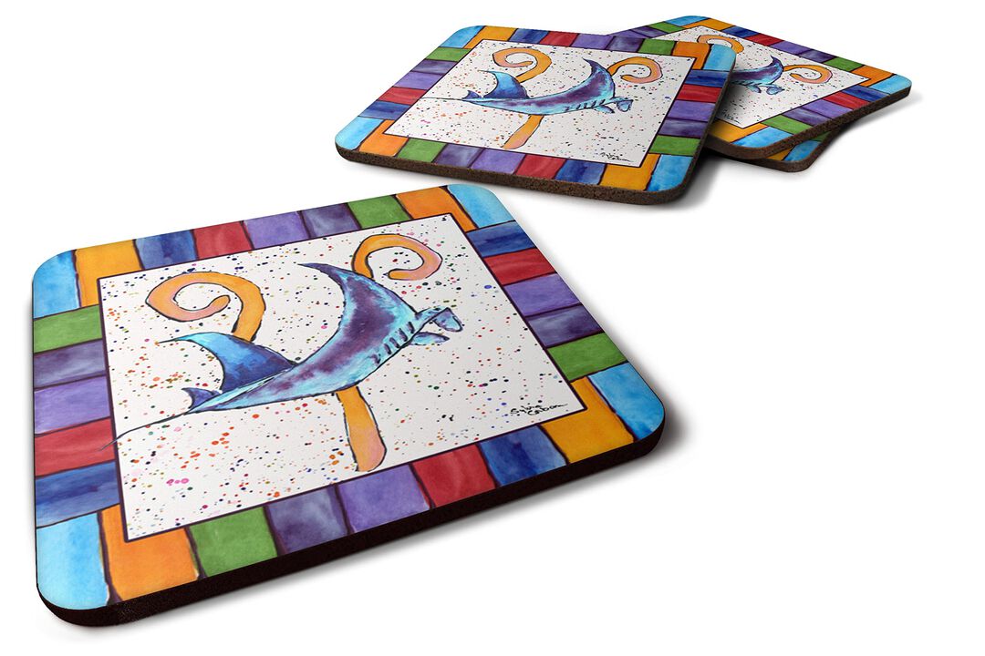 Caroline's Treasures 8448-YFC Beach and Seafood Foam Coasters (Set of 4), 3.5 H x 3.5 W, Multicolor Caroline's Treasures 8448-YFC Beach and Seafood Foam Coasters (Set of 4), 3.5 H x 3.5 W, Multicolor